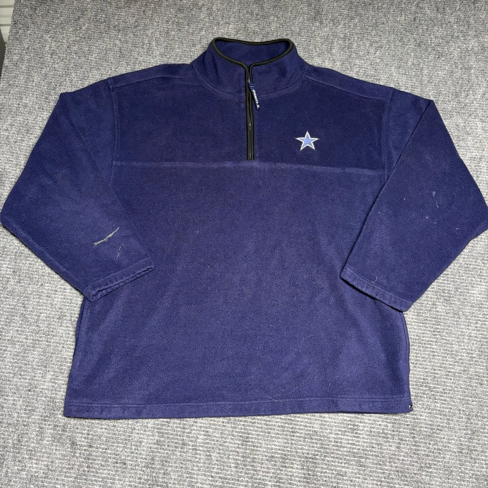 Dallas Cowboys Fleece Pullover Jacket 1/4‎ Zip Men's Size 2XL Navy Blue NFL